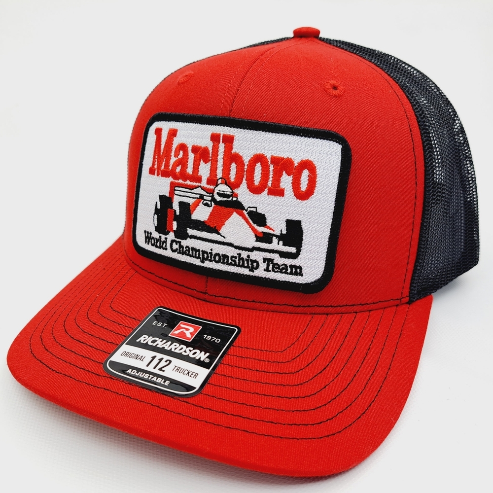 Marlboro Racing Team Retro Vintage Style F1 Formula Richardson 112 Trucker Hat - Picture 2 of 4
